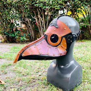Halloween Steampunk Full Face Doctor Mask Brown Leather Costume Party Mask
